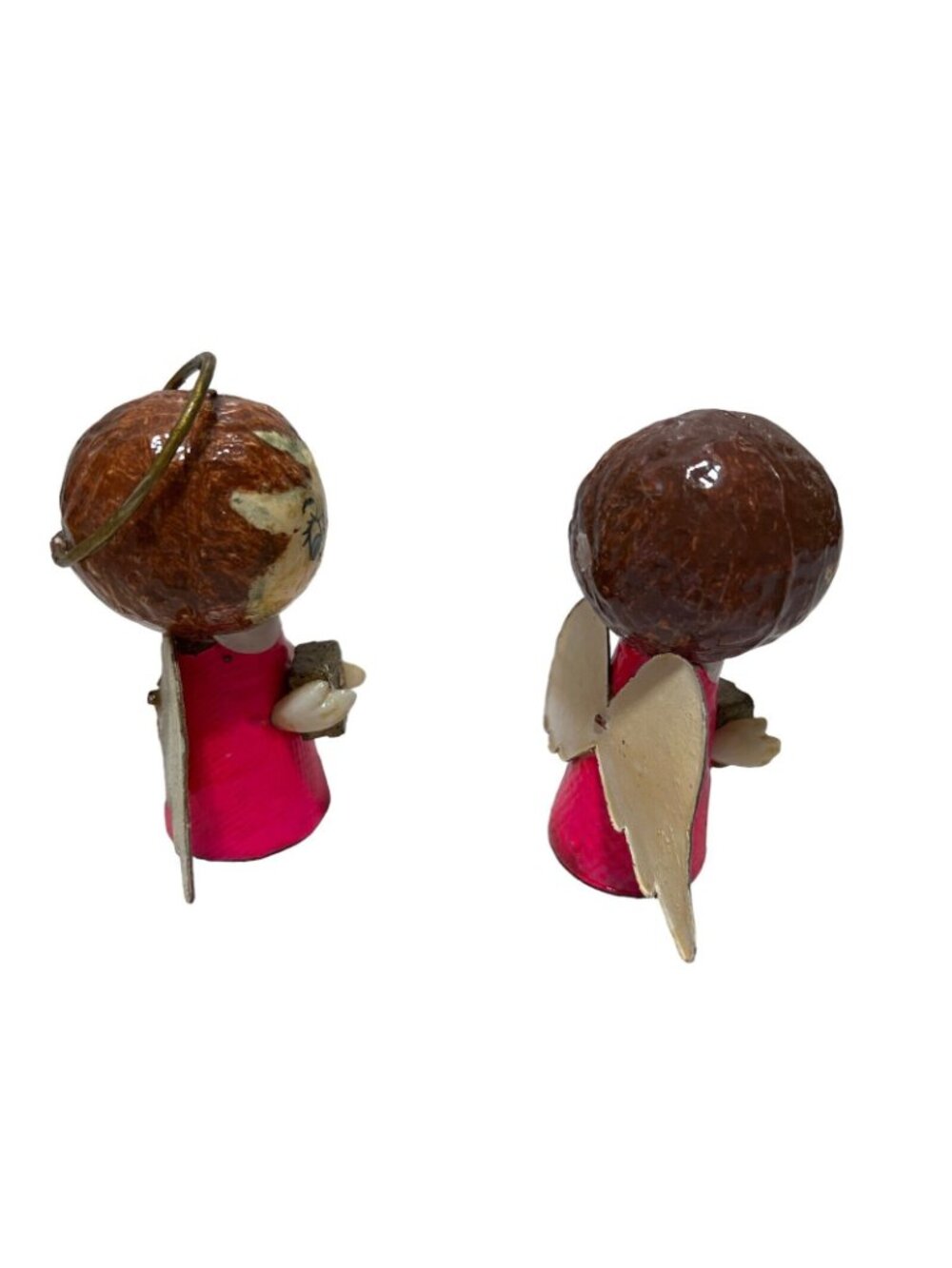 De Sela Angel Christmas Ornament Paper Mache Styrofoam Mexico Vintage Set of 2 - Picture 8 of 10